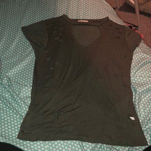 Distressed olive green shirt